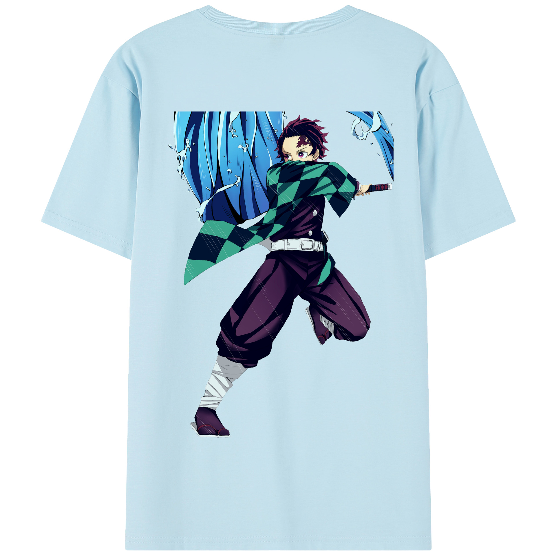 （画像用） 鬼滅の刃 竈門 炭治郎／かまど たんじろう Kamado Tanjirou 綿100％半袖Tシャツ（背面プリント）